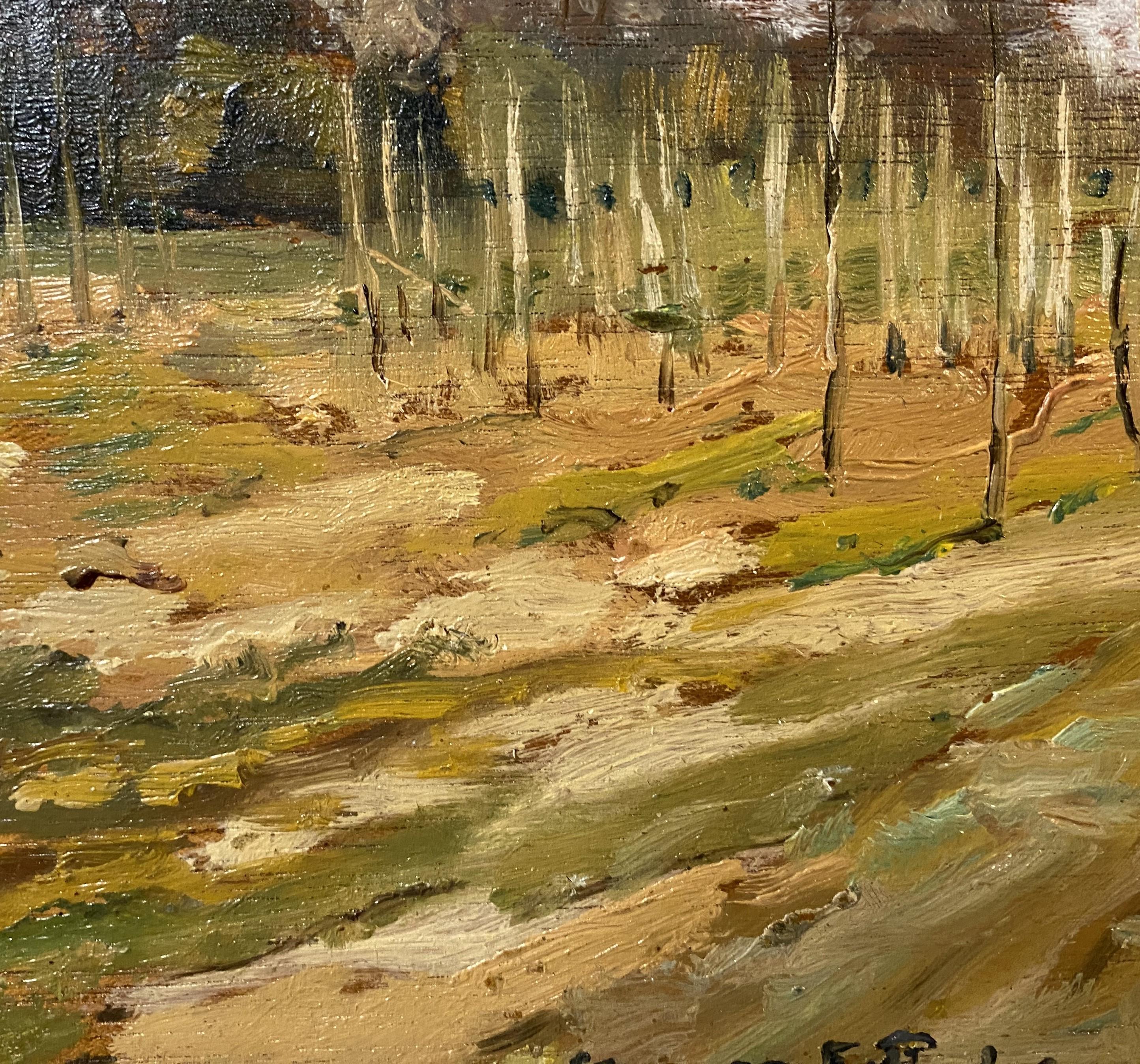 Paesaggio nella Souhegan Valley, NH, probabilmente a Wilton - Landscape Painting Marrone di Chauncey Foster Ryder