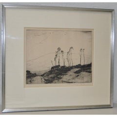 Chauncey F. Ryder Drypoint Etching "New Boston Farm" c.1920s