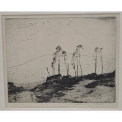 Antique Chauncey F. Ryder Drypoint Etching "New Boston Farm" c.1920s
