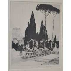 Chauncey F. Ryder "Villa d'Este" Drypoint Etching 1920s