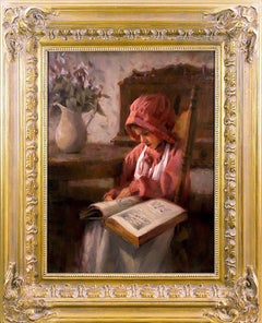 Vintage Portrait Oil Painting by Chauncey Ray Homer Entitled “Once Upon A Time”