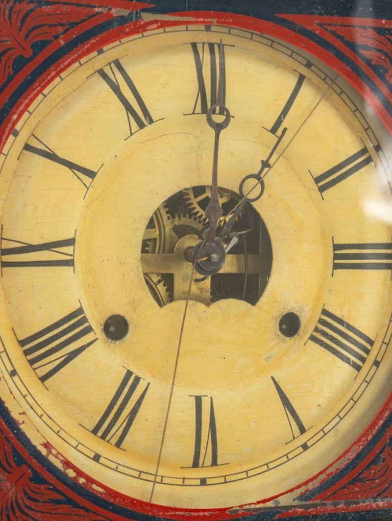 American Classical Chauncey Jerome Verre Eglomise Clock, 1857 For Sale