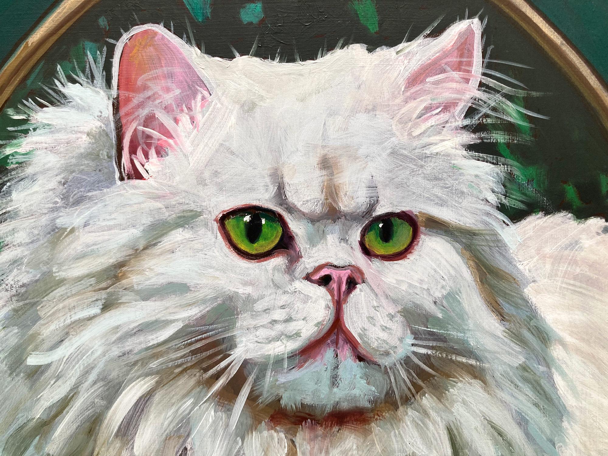 With the medium of traditional oil paint, this charming piece by Chaval is exceptionally detailed and thought-provoking. Following a realist approach, yet depicting some playful imperfections, gives this piece a spiritual character, revealing itself