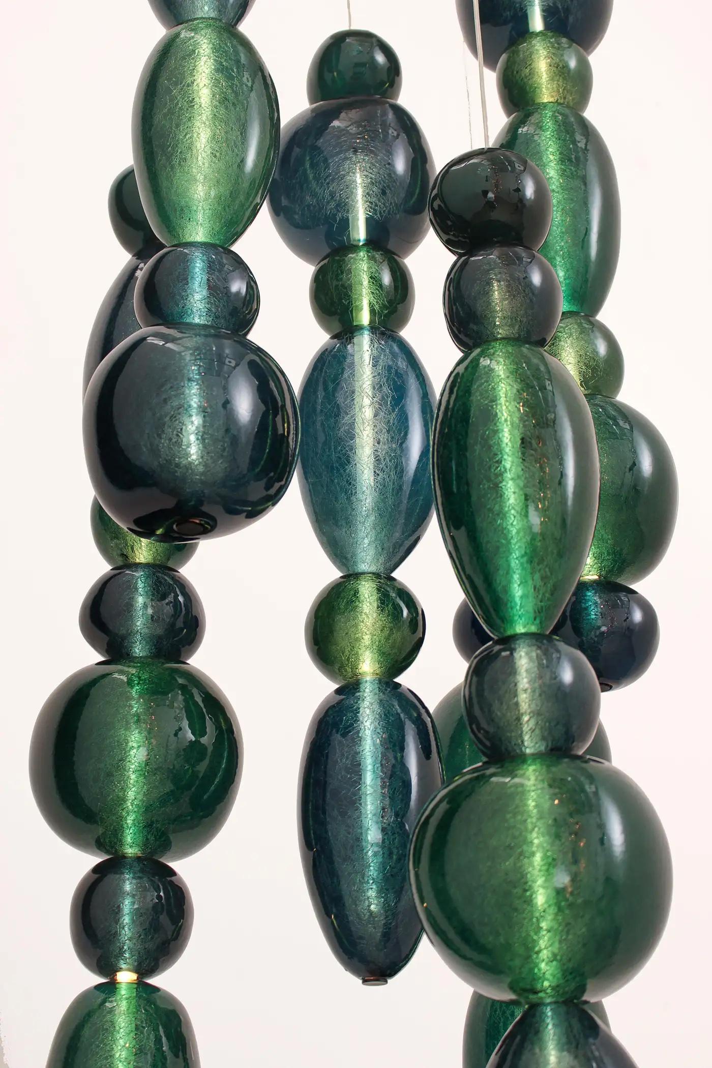 Modern Chavana 4 Lights Contemporary Glass Pendant in Lagoon by Concept Verre For Sale
