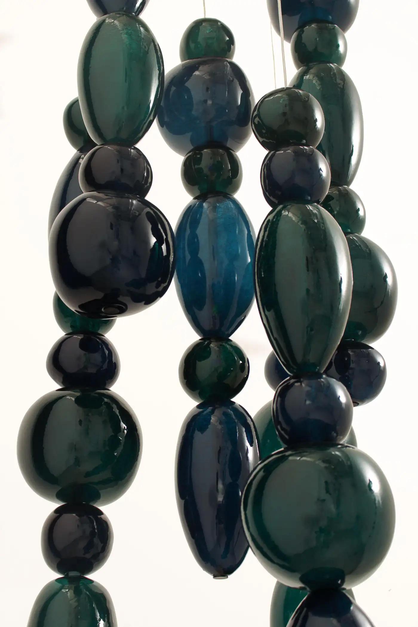 Italian Chavana 4 Lights Contemporary Glass Pendant in Lagoon by Concept Verre For Sale