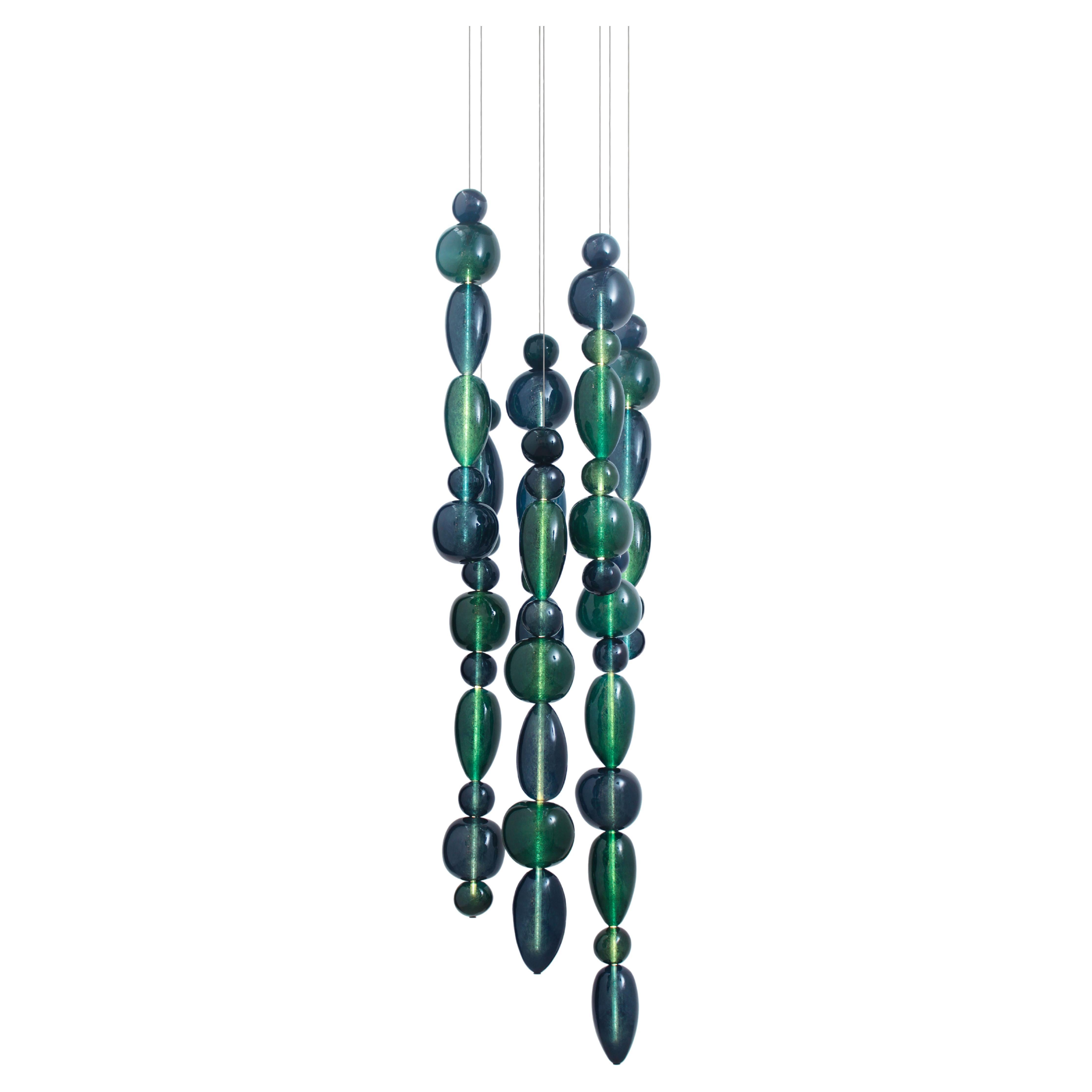 Chavana Contemporary Glass Pendant Light in Lagoon by Concept Verre For Sale