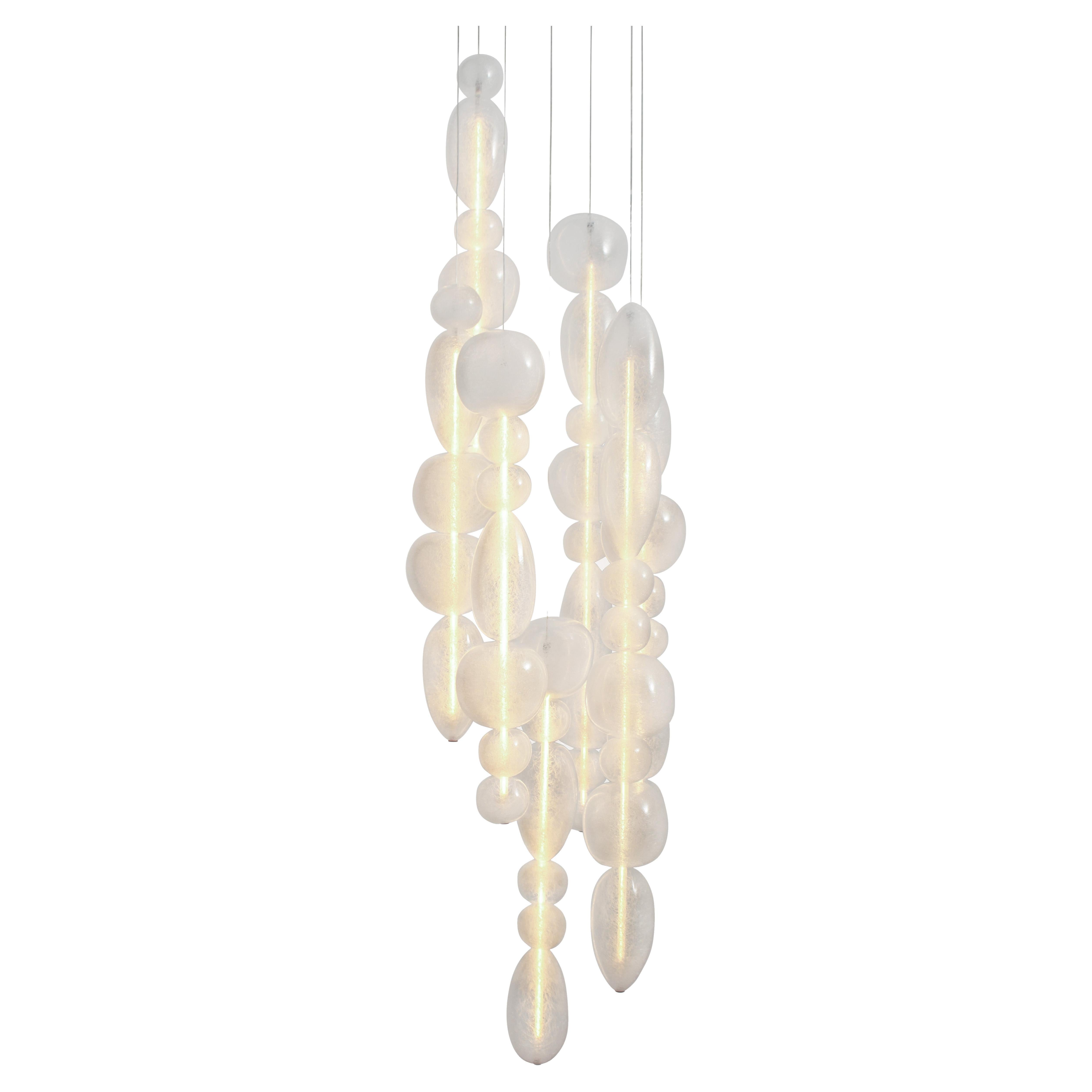 Lámpara colgante de cristal contemporánea Chavana, en transparente