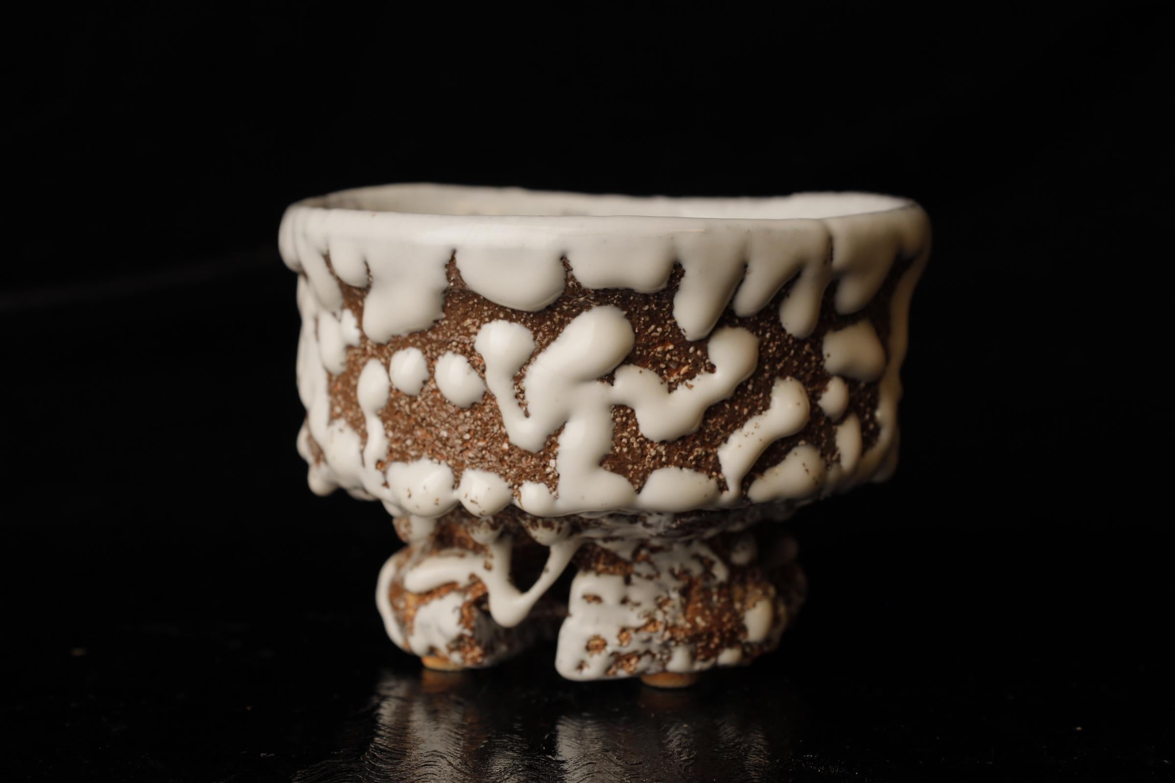 Cuenco de nieve Oni de Seigan Yamane, Hagi Ware

Este exquisito cuenco de té japonés es un excelente ejemplo de la cerámica Hagi, obra del renombrado alfarero Seigan Yamane. Conocido por su enfoque innovador de la cerámica tradicional Hagi, el