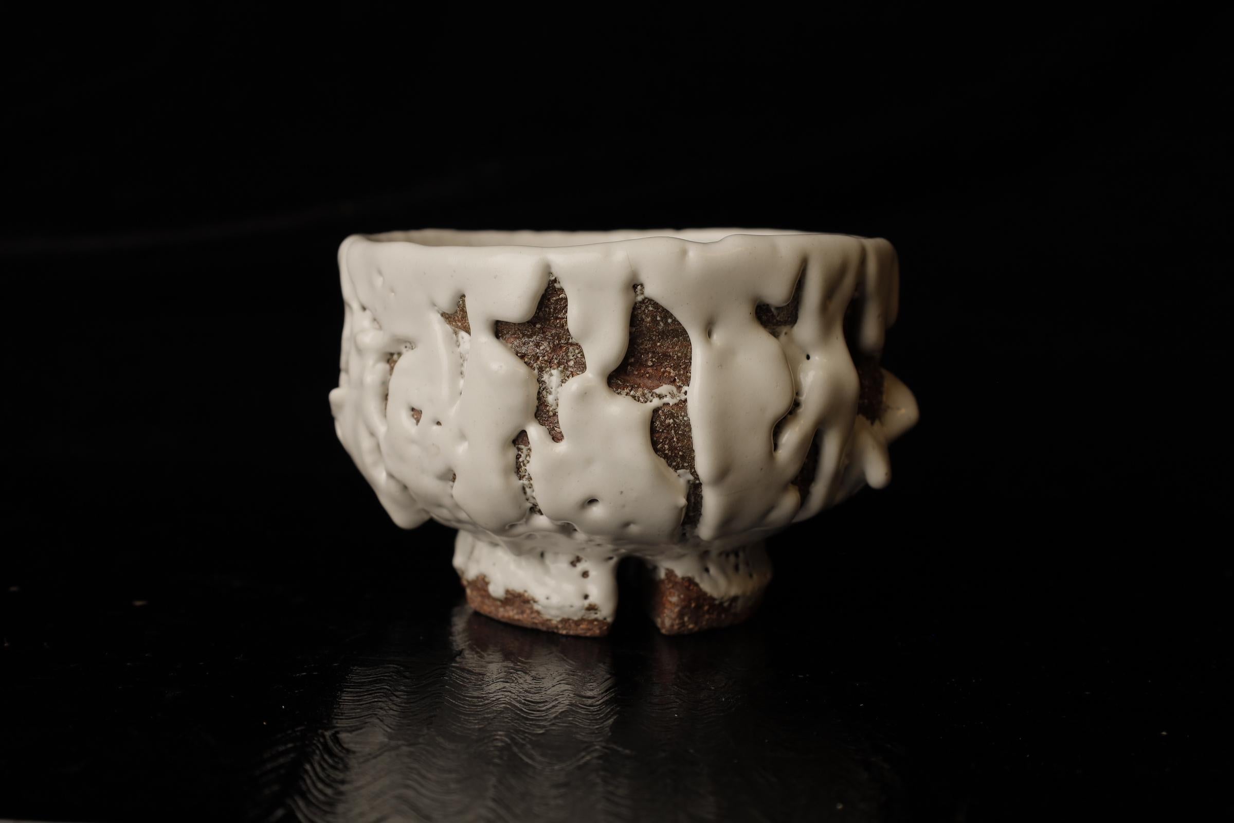Oni Snow Bowl by Seigan Yamane, Hagi Ware

This exquisite Japanese tea bowl is a prime example of Hagi Ware, crafted by renowned potter Seigan Yamane. Known for his innovative approach to traditional Hagi pottery, Yamane’s work is celebrated for its
