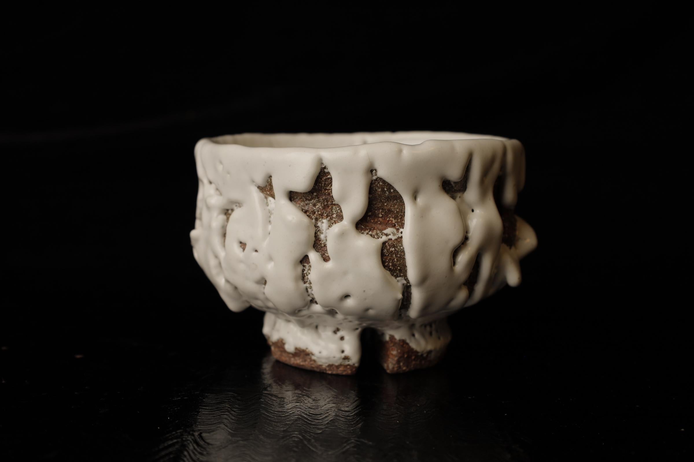 Japanese Chawan (tea bowl) by famous Hagi contemporary artist Seigan Yamane For Sale
