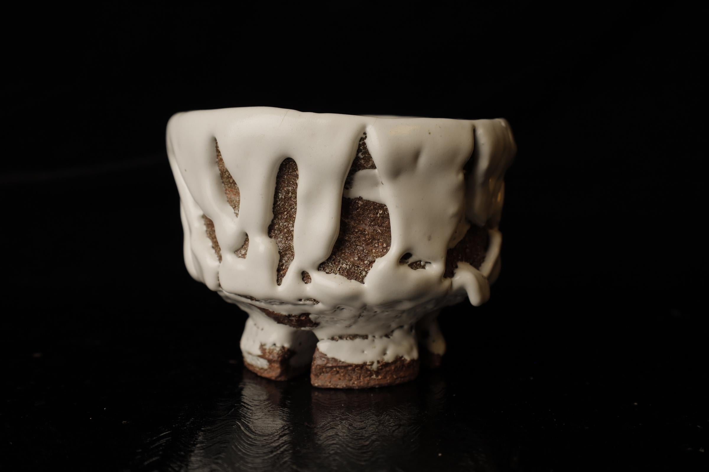 Smaltato Chawan (ciotola da tè) del famoso artista contemporaneo di Hagi Seigan Yamane in vendita