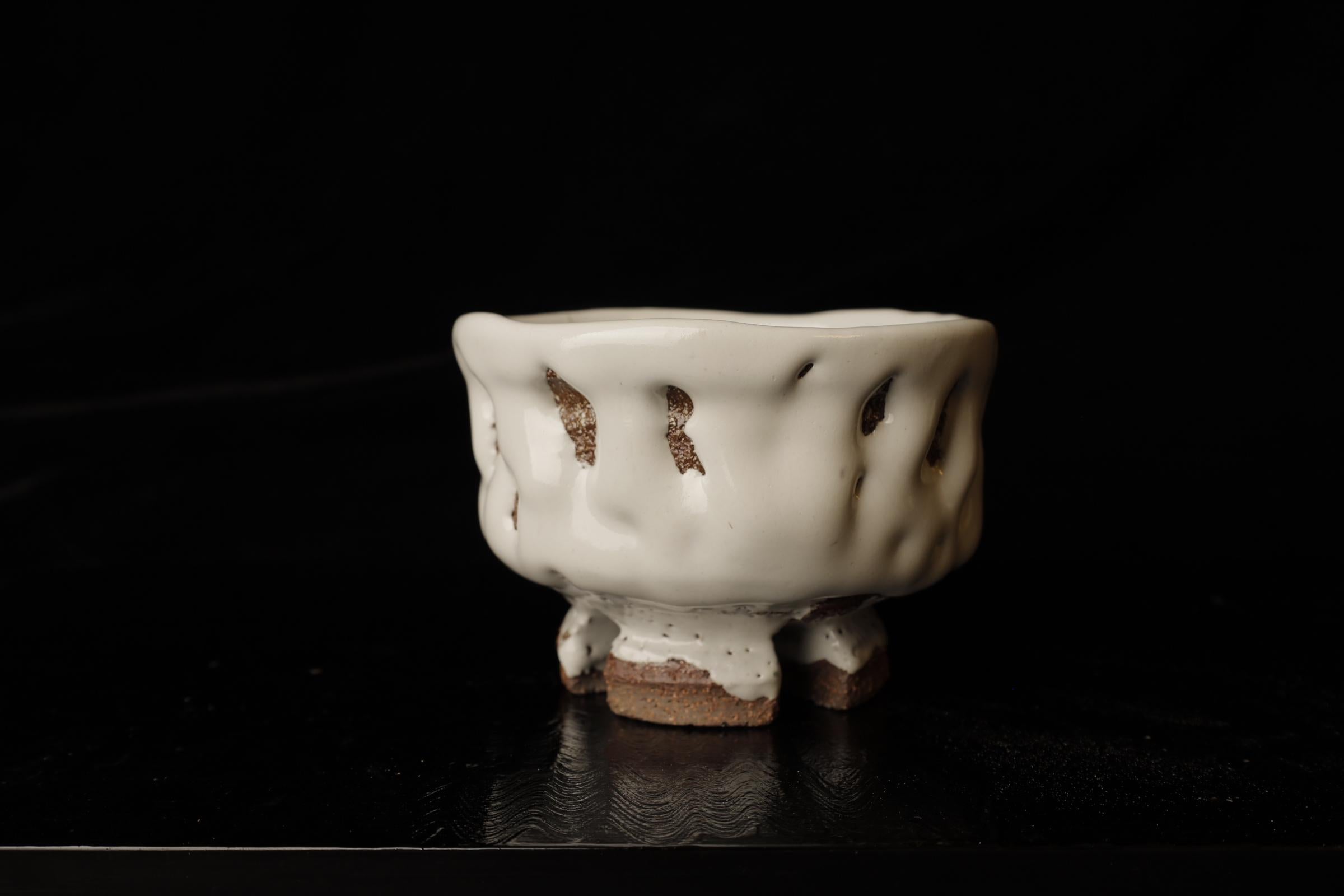Smaltato Chawan (ciotola da tè) del famoso artista contemporaneo di Hagi Seigan Yamane in vendita