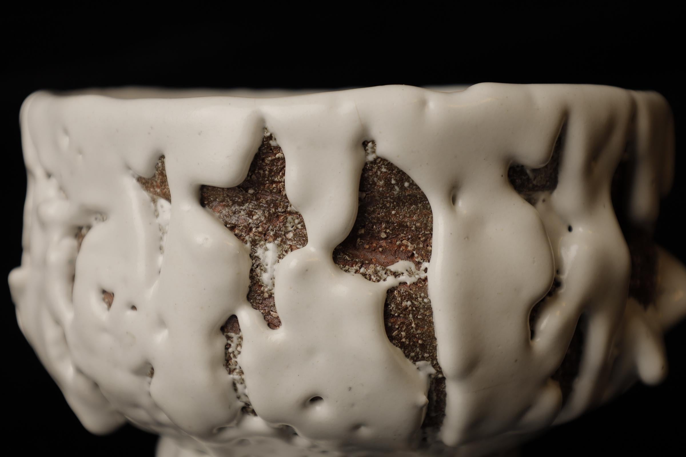 Contemporary Chawan (tea bowl) by famous Hagi contemporary artist Seigan Yamane For Sale