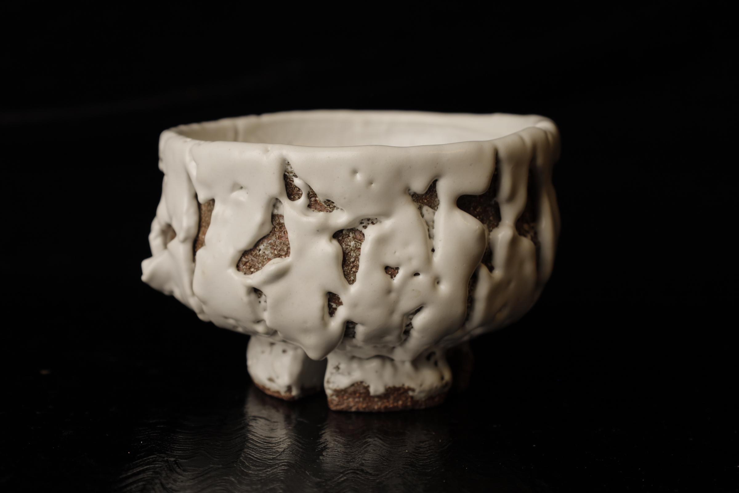 Ceramic Chawan (tea bowl) by famous Hagi contemporary artist Seigan Yamane For Sale