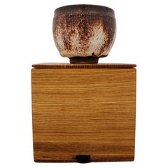 Chawan Tea Bowl in box, Brown White Glaze Isak Isaksson Contemporary Ceramicist