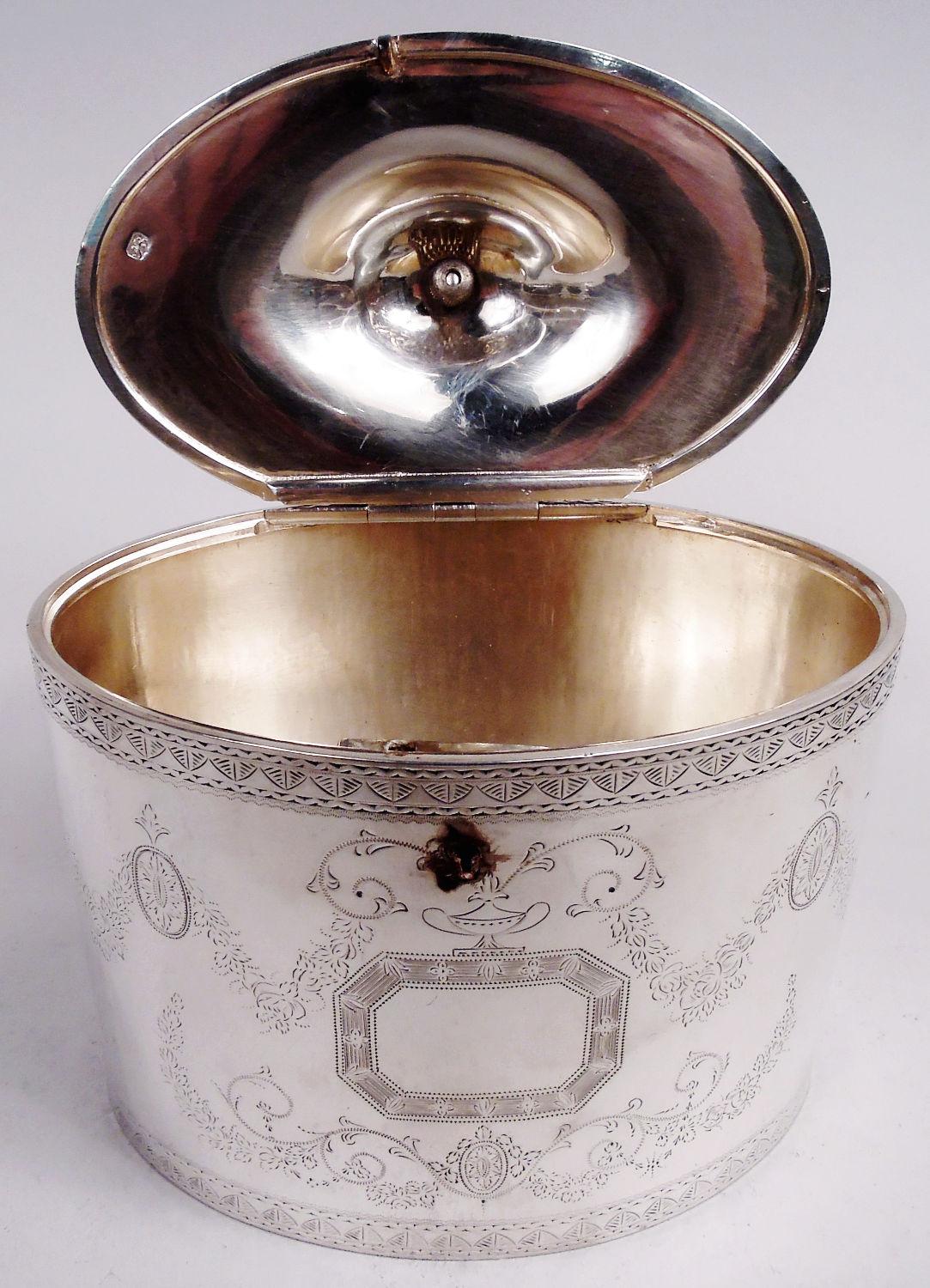 Fine XVIII secolo Chawner, porta tè in argento sterling georgiano neoclassico inglese, 1788 in vendita