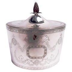 Chawner, porta tè in argento sterling georgiano neoclassico inglese, 1788