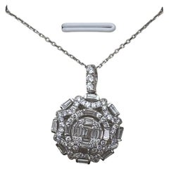 Chaya Jewellery Contemporary 18k White Gold Diamond Cluster Medallion Pendant Ne
