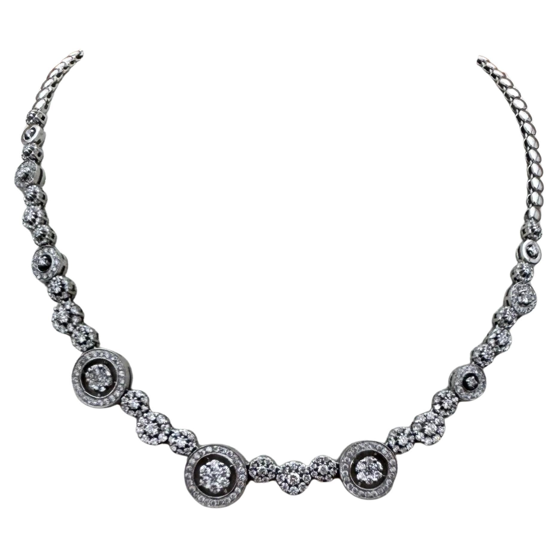 Chaya Jewellery Contemporary 18k White Gold Diamond Station Necklace with Bezel-