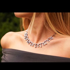 Chaya Jewellery Contemporary 18k White Gold Diamond Swirl Drop Statement Necklac