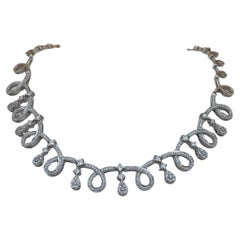 Chaya Jewellery Contemporary 18k White Gold Diamond Swirl Drop Statement Necklac