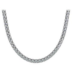 CHE 25 Carat Diamond Tennis Necklace in 14k White Gold 4 prong set BY MIKE NEKTA