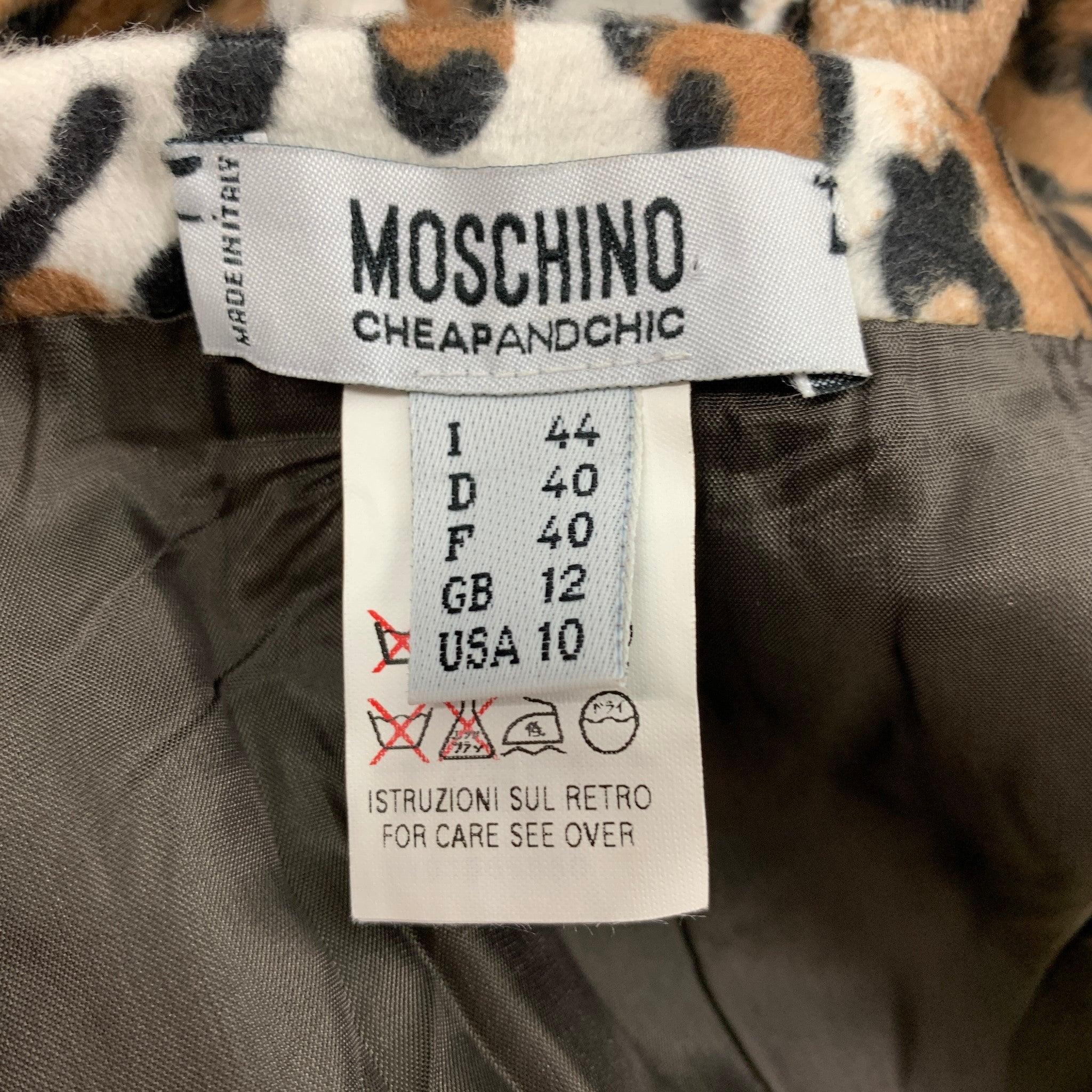 CHEAP and CHIC by MOSCHINO Size 10 Beige Acetate Rayon Animal Print Pencil Skirt For Sale 1