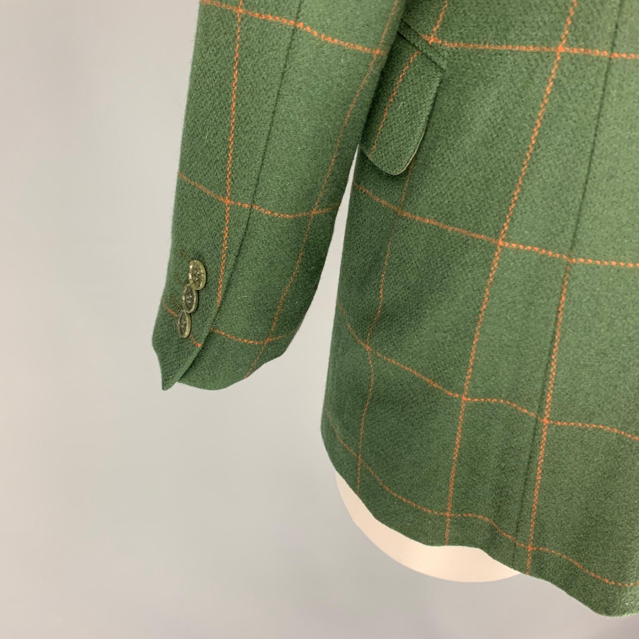 CHEAP and CHIC by MOSCHINO Size 10 Green Orange Virgin Wool Windowpane Blazer In Good Condition In San Francisco, CA