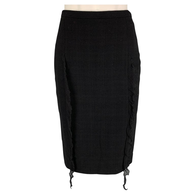 CHEAP and CHIC by MOSCHINO Size 12 Black Rayon Acetate Contrast Stitch  Skirt For Sale at 1stDibs