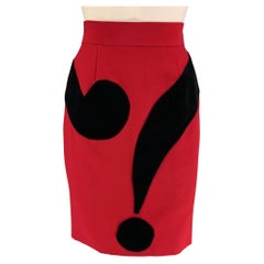 CHEAP and CHIC by MOSCHINO Size 4 Red Black Virgin Wool Question Mark Skirt