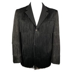 CHEAP and CHIC by MOSCHINO Size 40 Black Fringe Wool Notch Lapel Sport Coat