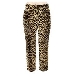 CHEAP and CHIC by MOSCHINO - Pantalon en coton et rayonne imprimé animal beige et marron, taille 6