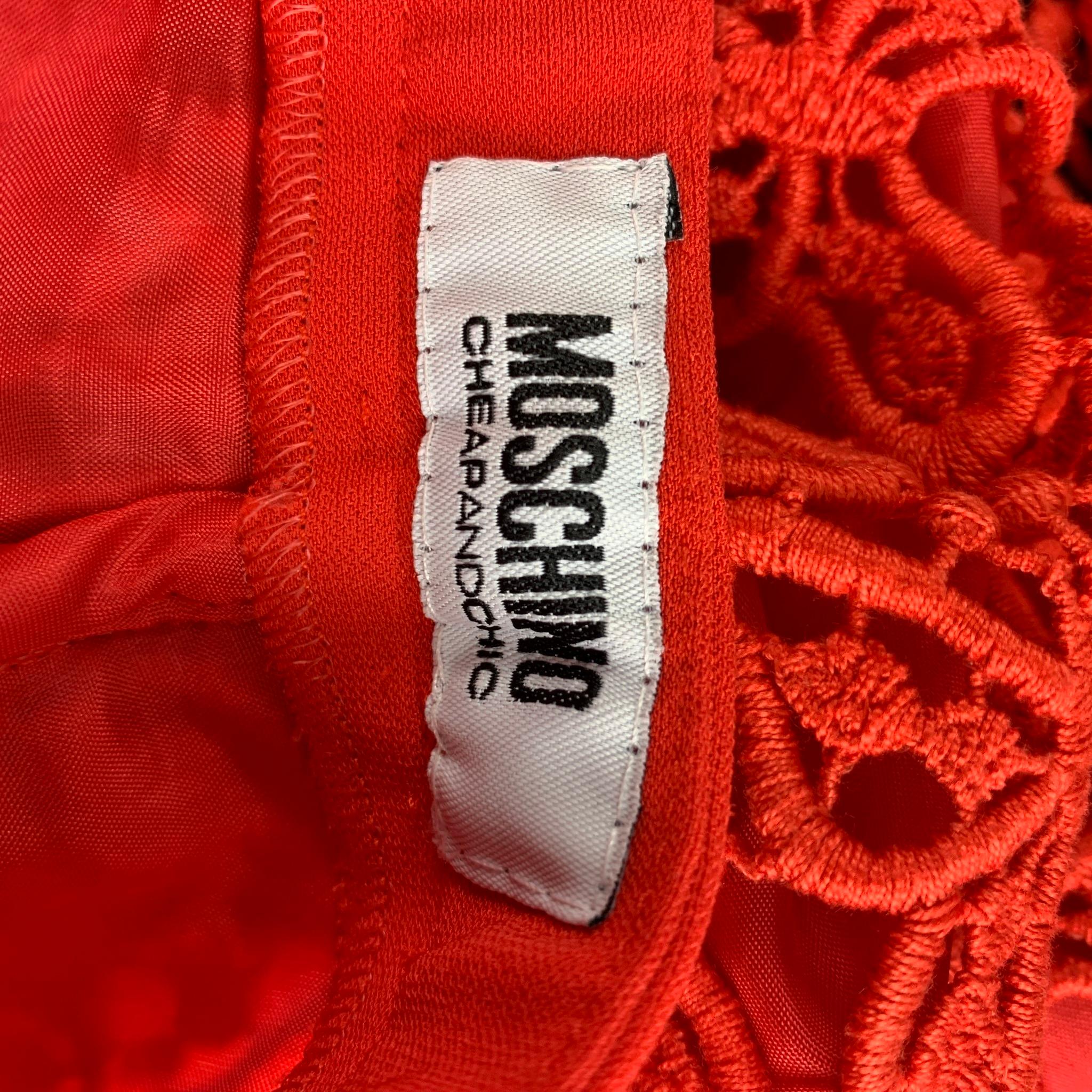 Red CHEAP AND CHIC by MOSCHINO Size 6 Coral Triacetate Blend Guipure Dress Pants