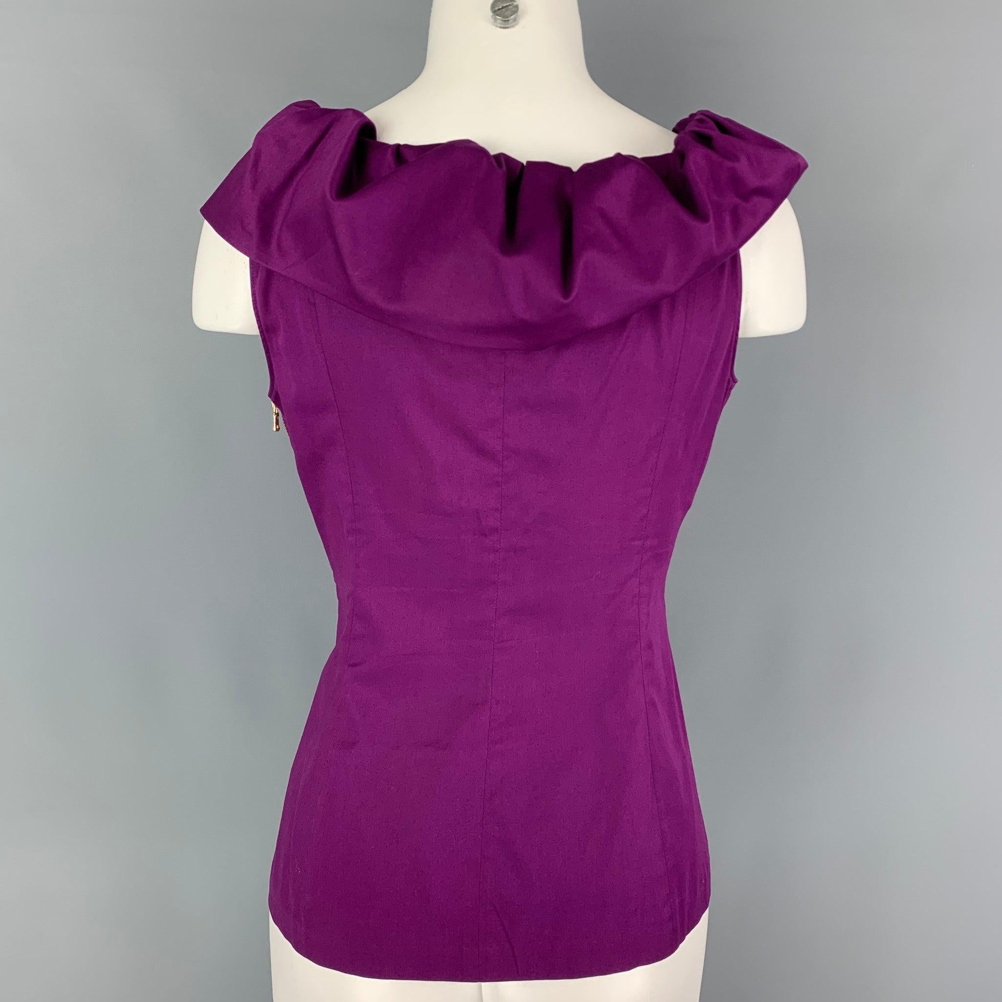 CHEAP and CHIC by MOSCHINO Size 8 Purple Cotton Blend Sleeveless Casual Top In Good Condition In San Francisco, CA