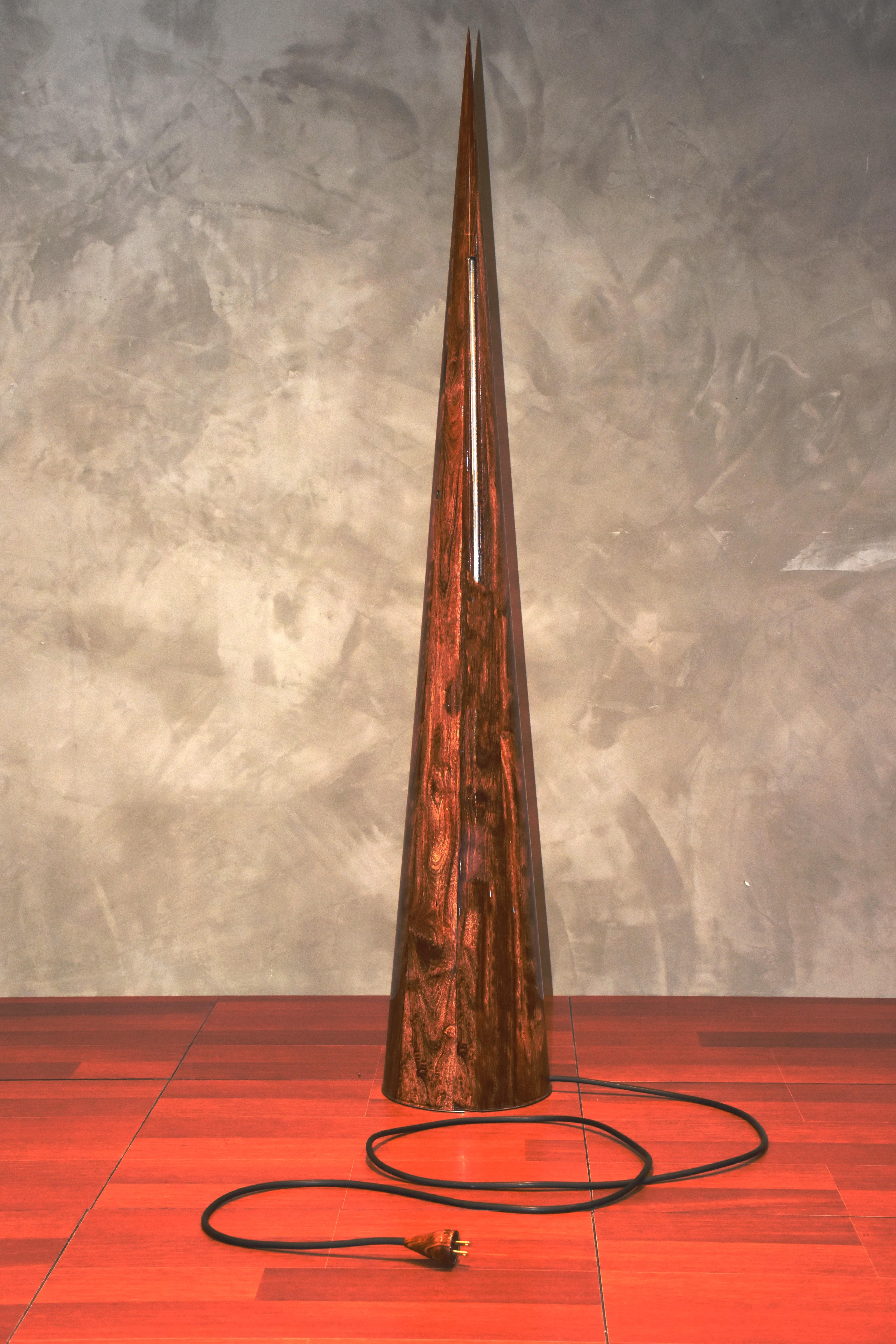 Post-Modern Chechen Wood Floor Lamp by Alina Rotzinger For Sale