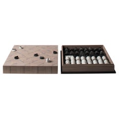 Check-Mate, Canaletto walnut chessboard with marble pieces
