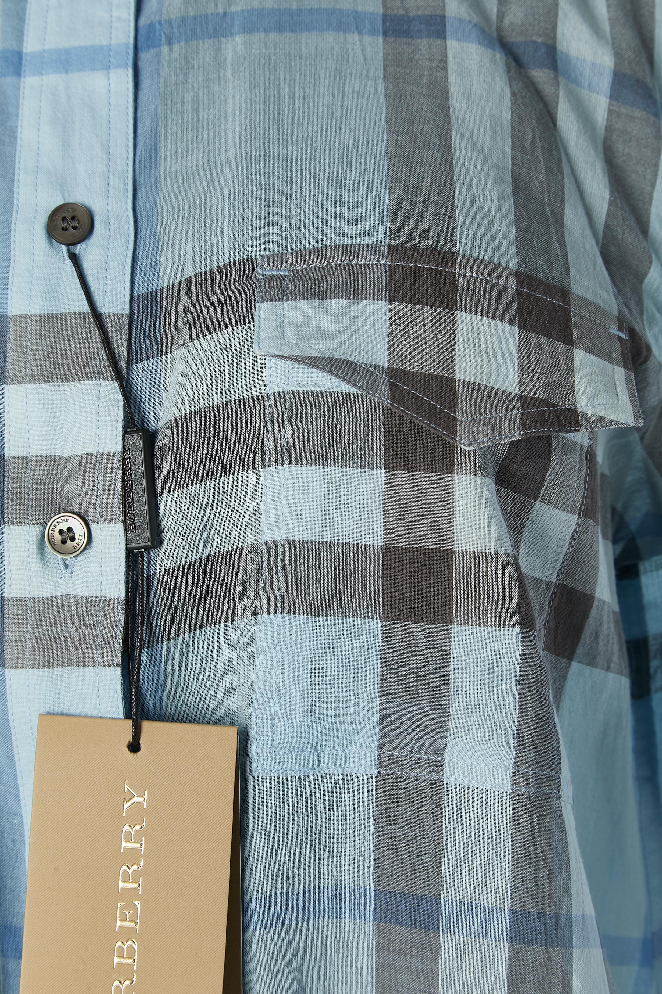 Grigio Camicia in cotone con motivo a quadri Burberry Brit Nuova con etichetta in vendita