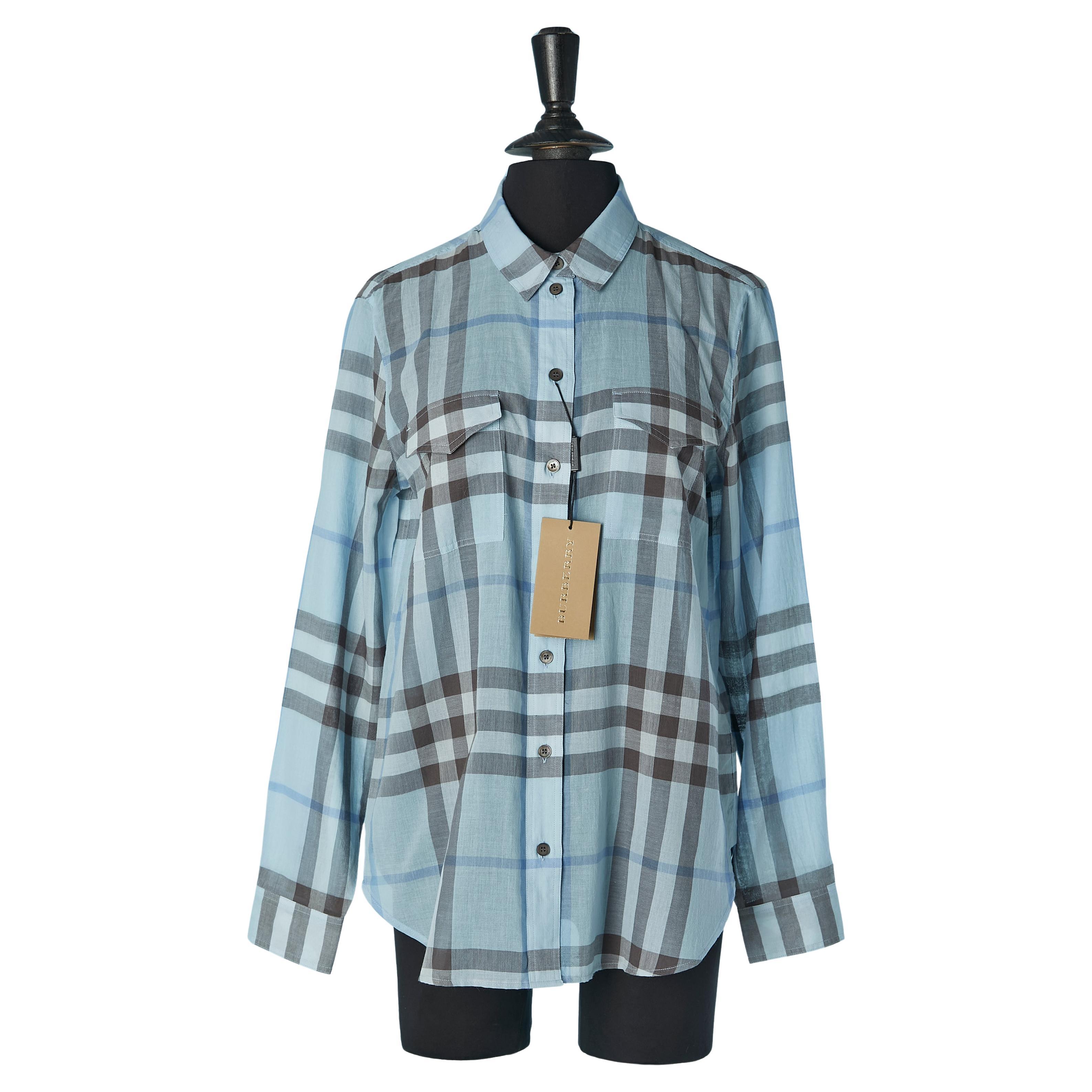 Camicia in cotone con motivo a quadri Burberry Brit Nuova con etichetta