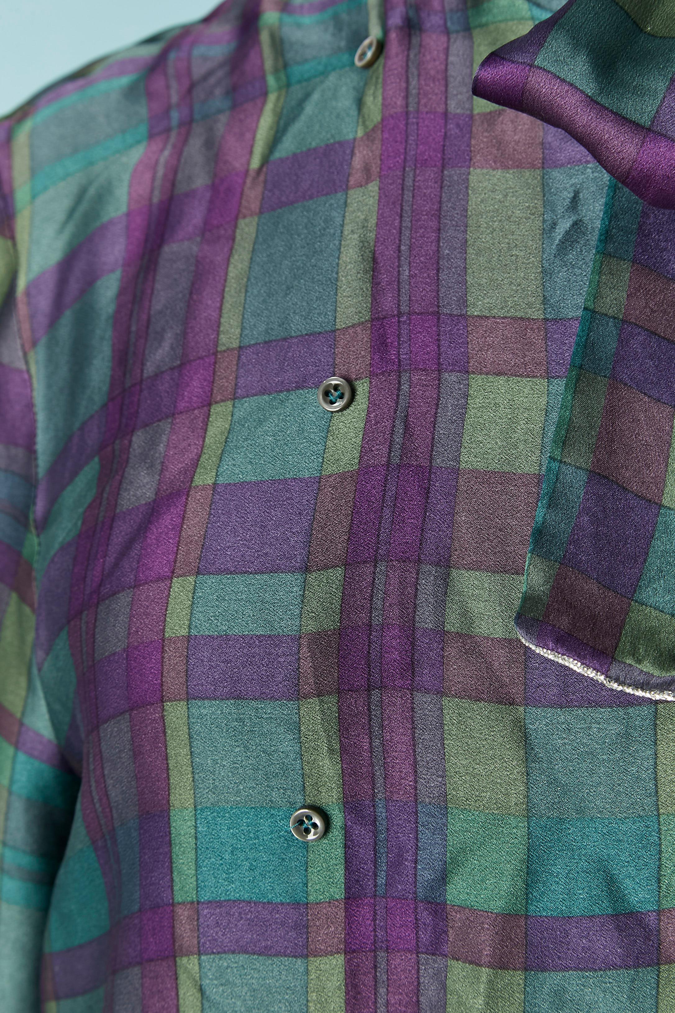 Nero Modello a quadri Insieme di camicia e gonna in seta CHRISTIAN DIOR Tricots et Coordonnés in vendita