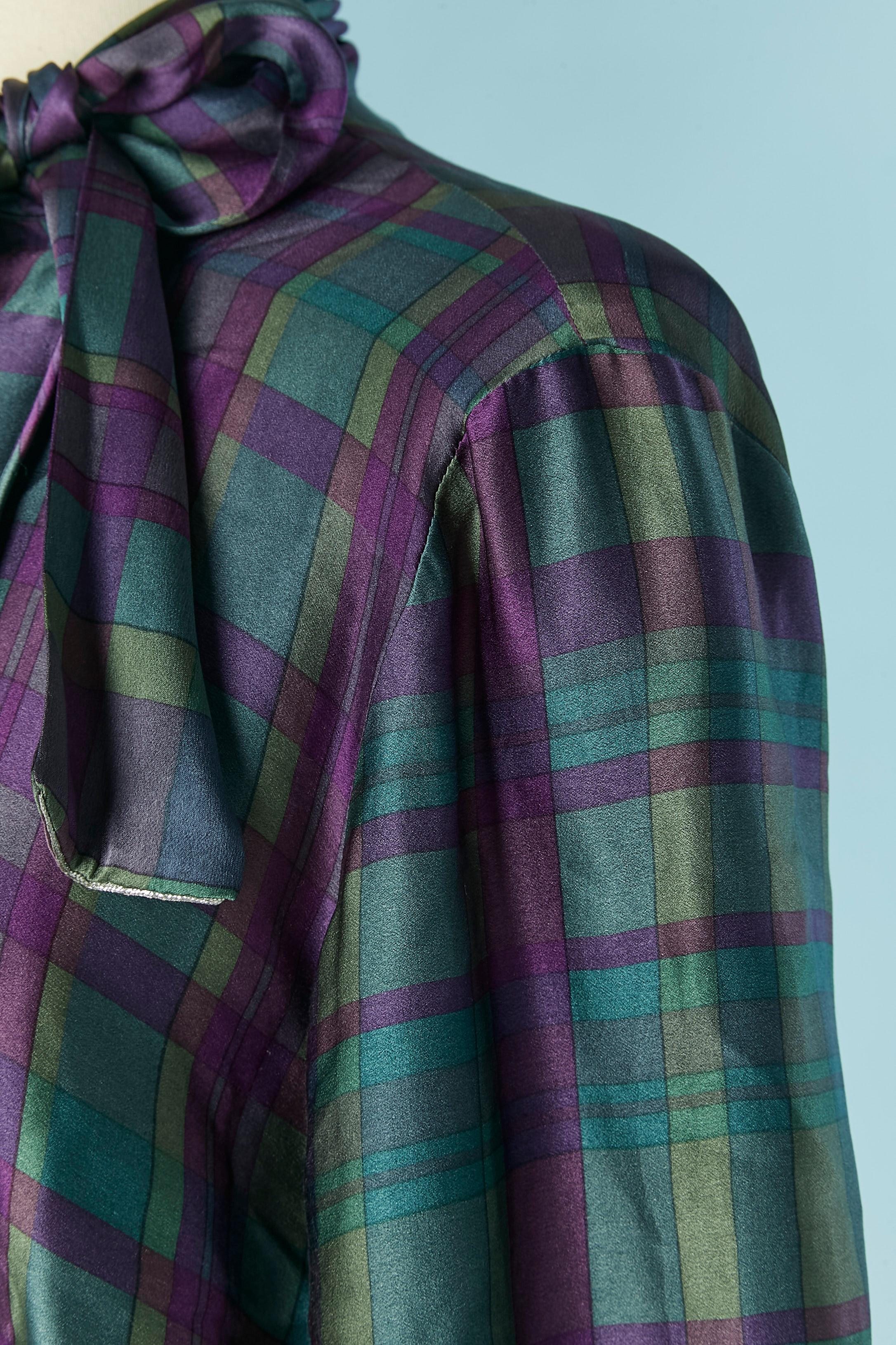 Modello a quadri Insieme di camicia e gonna in seta CHRISTIAN DIOR Tricots et Coordonnés in vendita 1