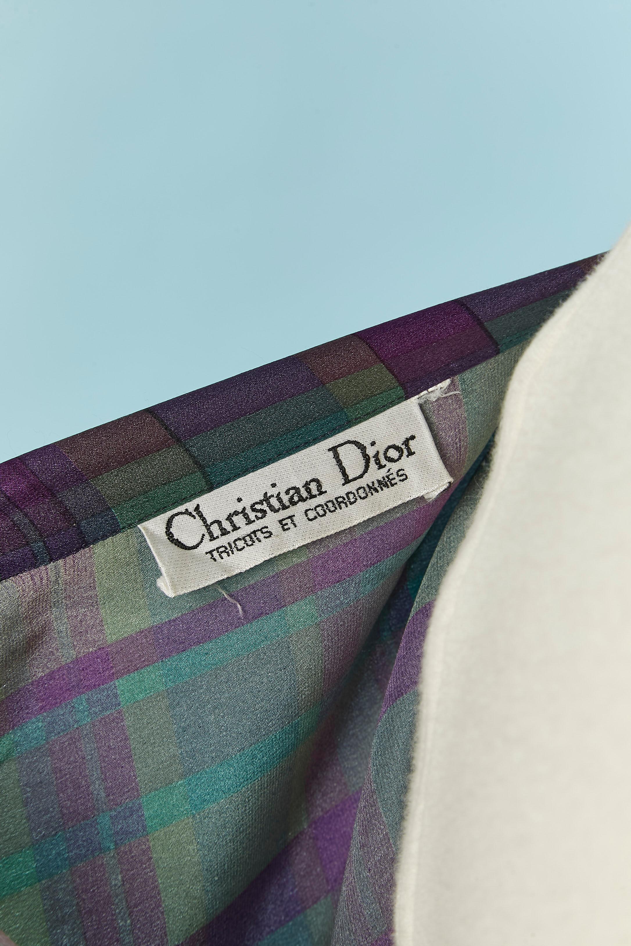 Modello a quadri Insieme di camicia e gonna in seta CHRISTIAN DIOR Tricots et Coordonnés in vendita 4