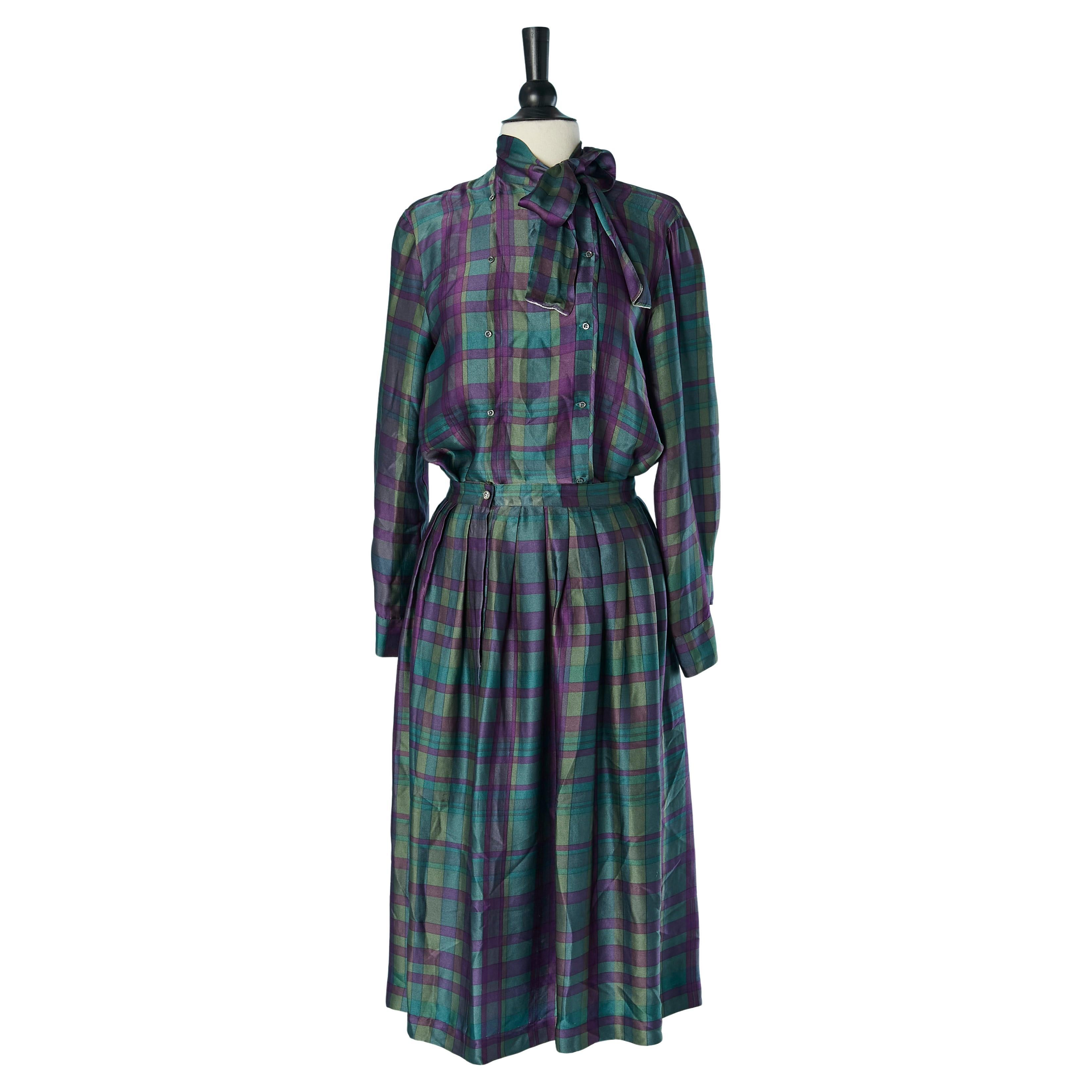 Estampado de cuadros Conjunto de camisa y falda de seda CHRISTIAN DIOR Tricots et Coordonnés
