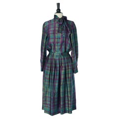 Estampado de cuadros Conjunto de camisa y falda de seda CHRISTIAN DIOR Tricots et Coordonnés