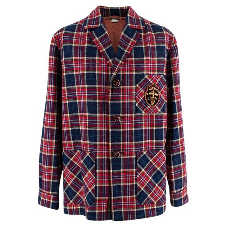 Check wool jacket with crest For Sale
