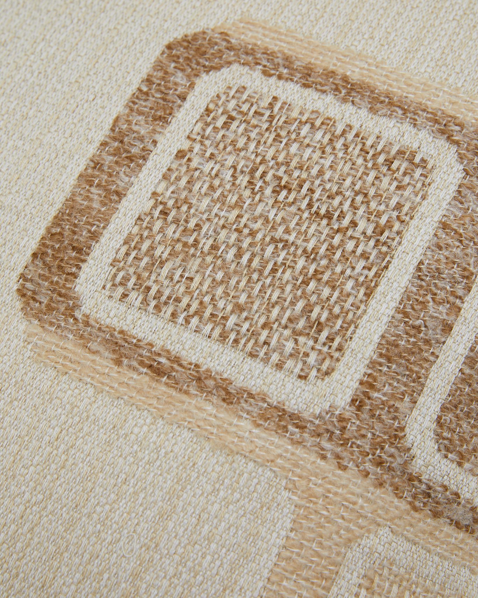 Mid-Century moderno Cuscino in tessuto scandinavo vintage a quadri in crema e beige 60x60 cm in vendita