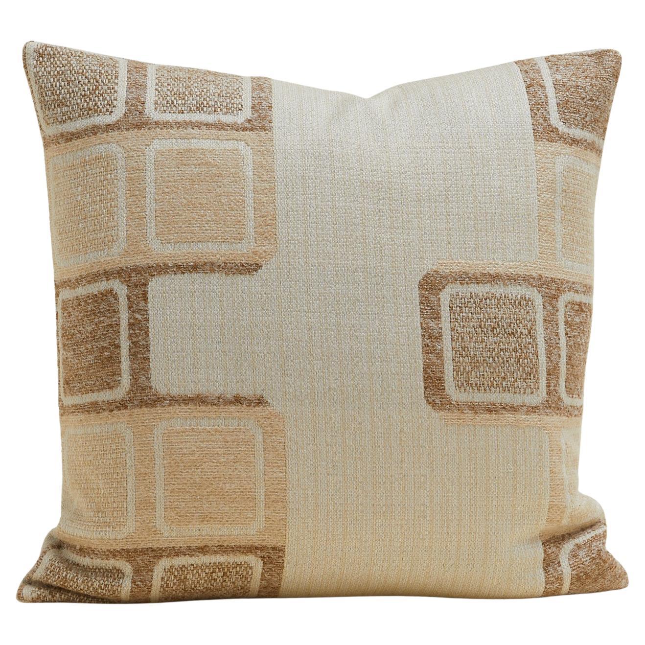 Checked Vintage Skandinavisches Vintage-Stoffkissen in Creme und Beige 60x60 cm