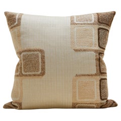 Checked Vintage Scandinavian fabric Pillow in Cream and Brown 60x60 cm
