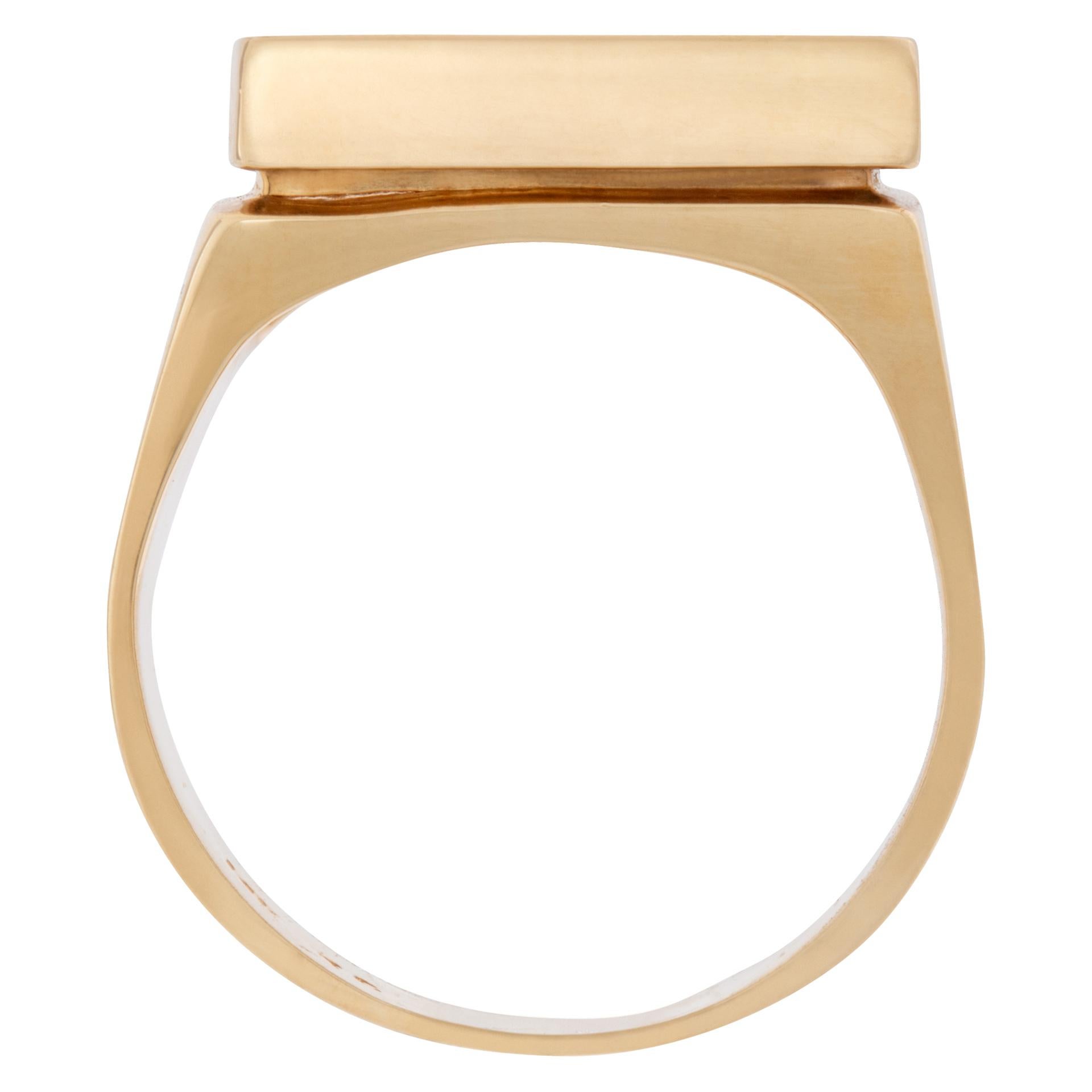 Checker Diamond Yellow Gold Ring In Excellent Condition For Sale In Surfside, FL