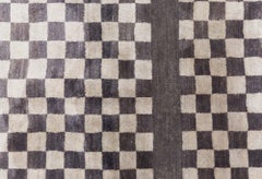 "Checkerboard" Contemporary Art Deco Geometric Ivory Runner by Doris Leslie Blau