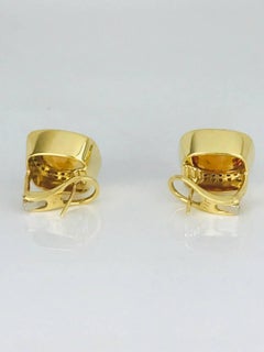 Checkerboard Cushion-Cut Citrine Earrings, Diamond Halo Contemporary Earrings